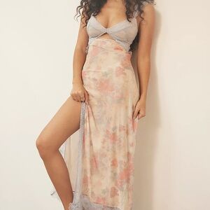 Free People Intimately Suddenly Fine Maxi Slip in Tulip Combo